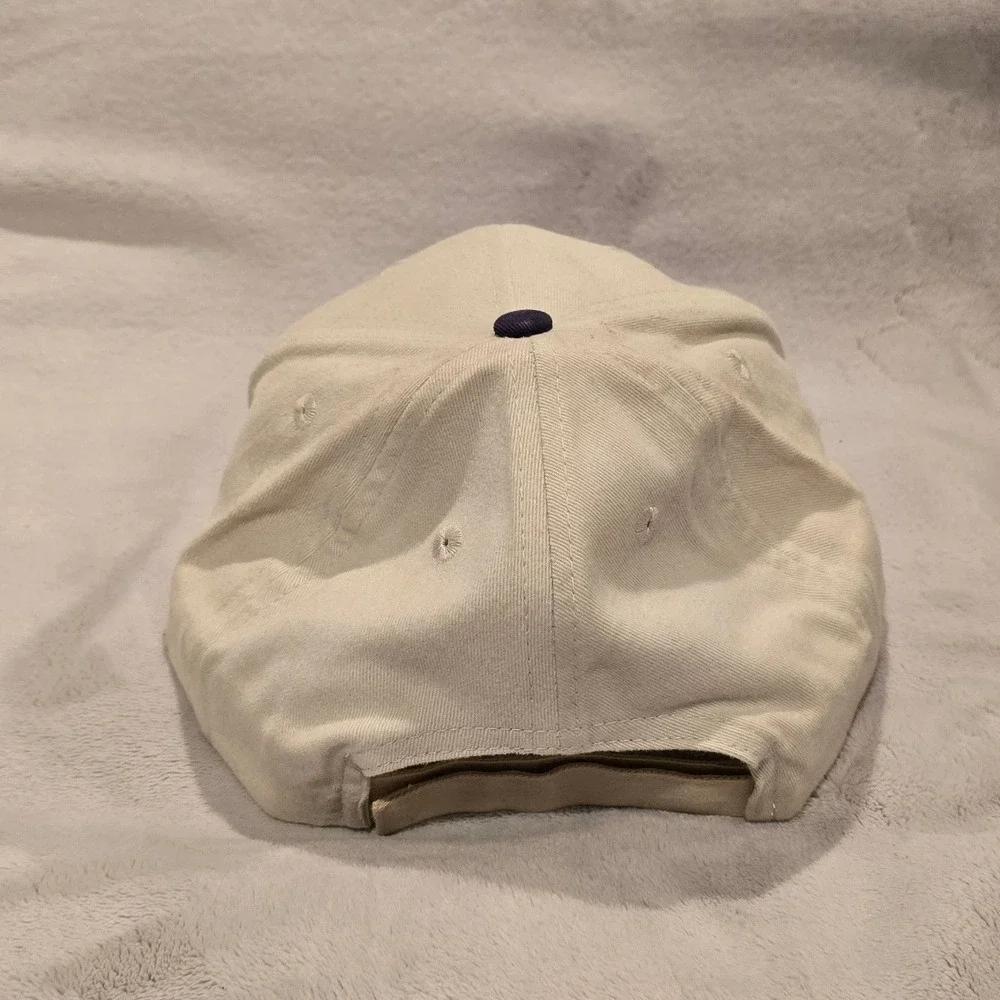 Vintage Overnite Cap Hat Beige & Blue Baseball Style Adjustable‎ Adult Trucker